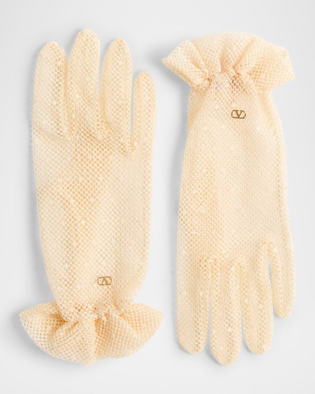 V-Logo Cotton Blend Gloves